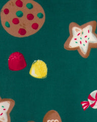 Baby 2-Piece Christmas Gingerbread DreamPlush Snug Fit Pajama Set - Green