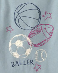 Toddler Boy 'Baller' Basketball Long-Sleeve Graphic Tee - Blue