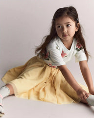 Toddler Girl Rolled Cuff Tee in Floral Print - Light Green