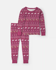 Toddler 2-Piece Fair Isle Christmas PurelySoft™ Snug Fit Pajama Set - Burgundy