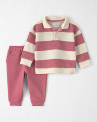 Baby Girl 2-Piece Organic Cotton French Terry Top & Pant Set