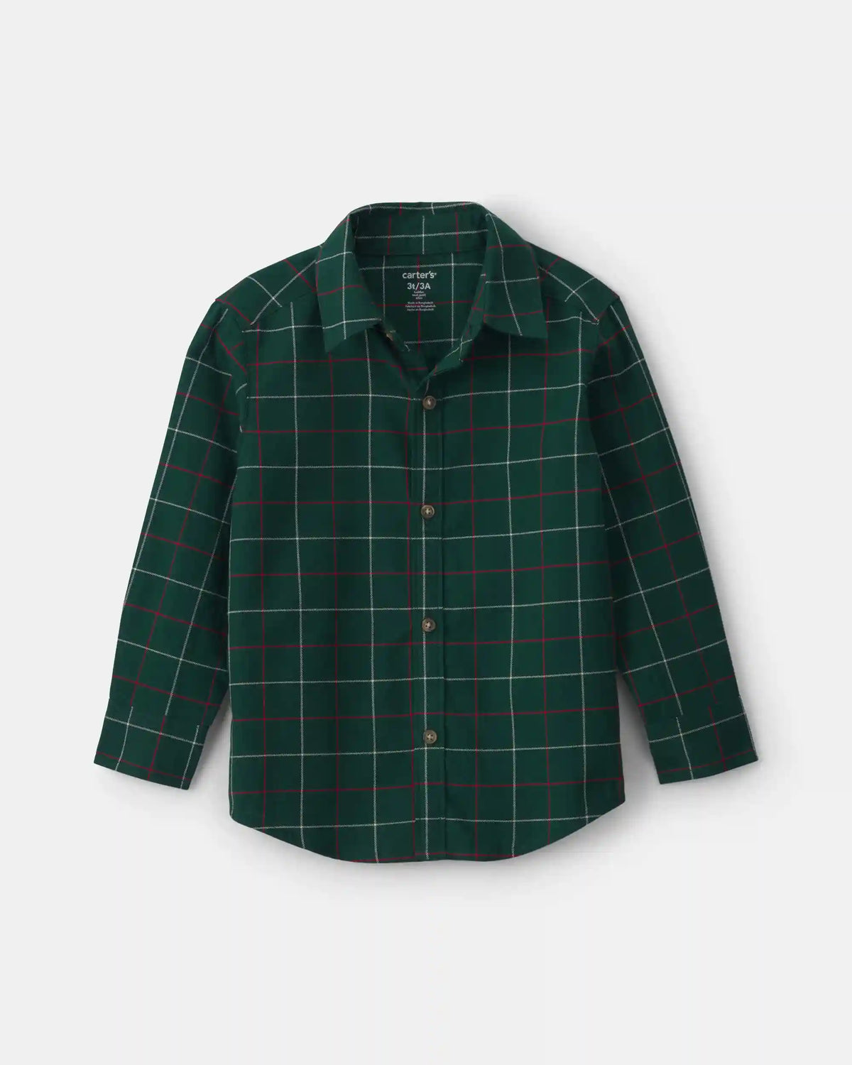 Toddler Boy Plaid Long-Sleeve Button-Down Shirt - Green