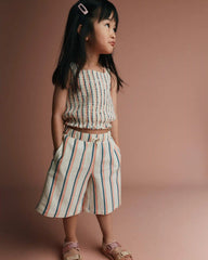 Toddler Girl Wide-Leg Capri Pant in Stripes - Cream