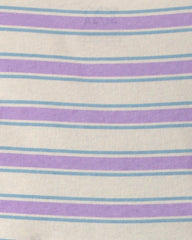 Toddler Girl Striped Short-Sleeve Dress - Purple/Ivory