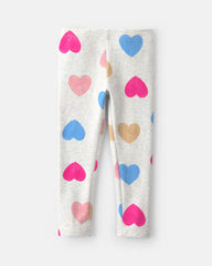 Toddler Girl Heart Cotton Pull-On Stretch Leggings