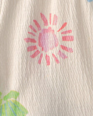 Toddler Girl Ruffle-Trim Summer Floral Shorts - Cream
