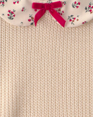Toddler Girl Collared Floral Sweater - Cream
