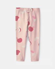 Toddler Girl Apple Pull-On Stretch Leggings - Pink