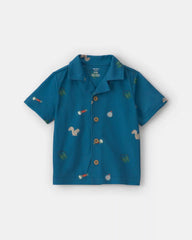 Toddler Boy Camp Short-Sleeve 2-Piece Pajama Set - Blue