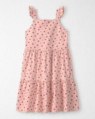 Girls Organic Cotton Tiered Dress in Blush Floral Print