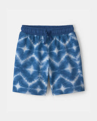 Boys Shibori French Terry Shorts - Blue
