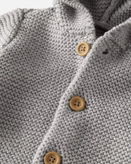Baby Organic Cotton Signature Stitch Cardigan - Grey