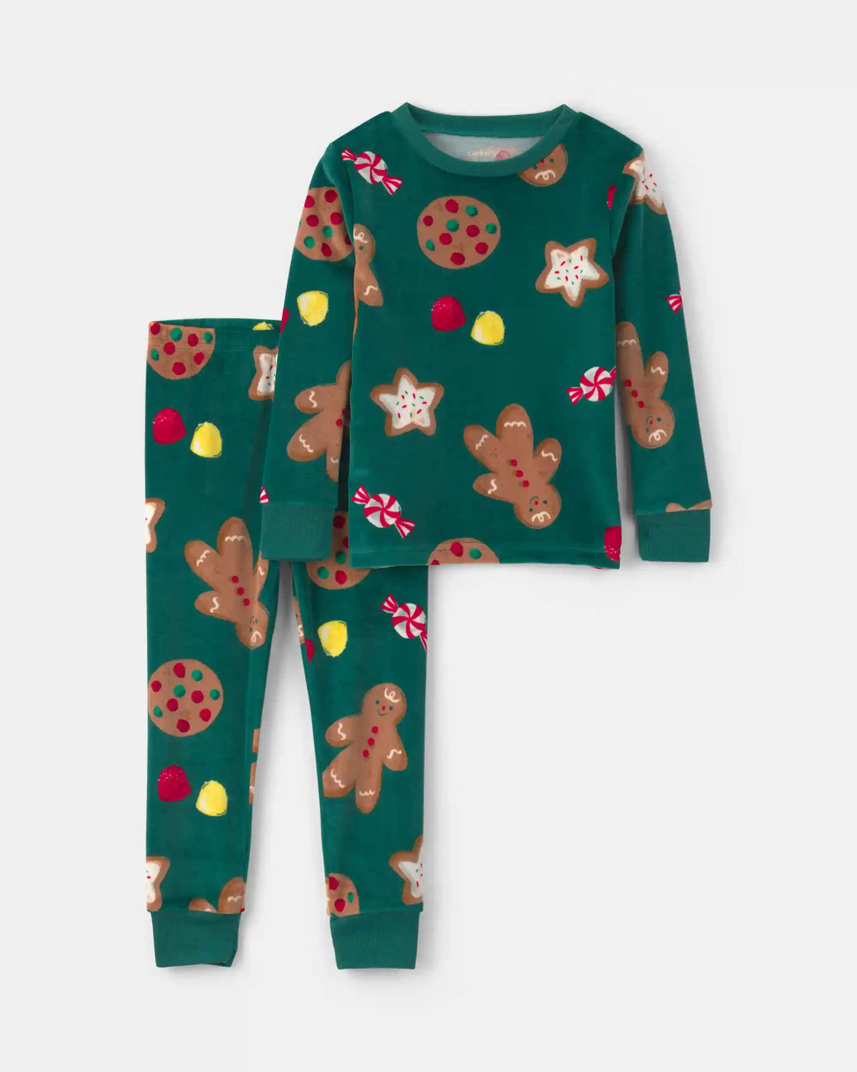 Toddler 2-Piece Christmas Gingerbread DreamPlush Snug Fit Pajama Set - Green