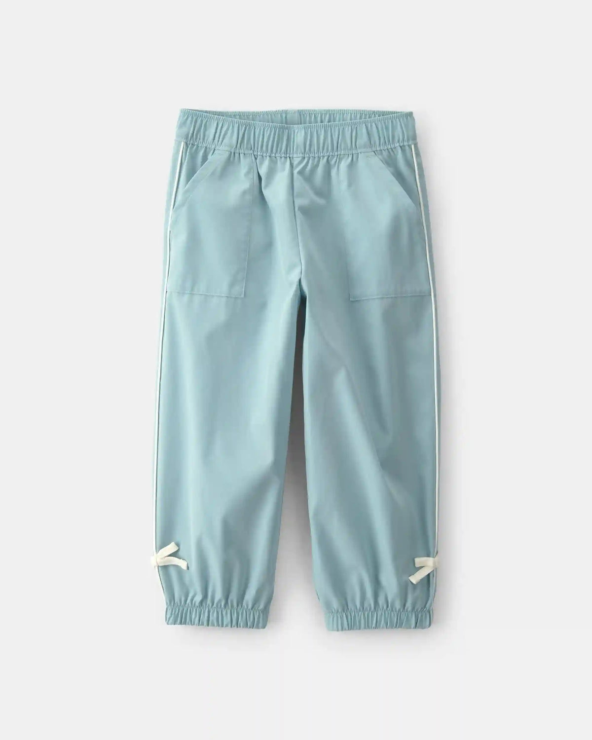 Toddler Girl Bow-Cuff Poplin Joggers - Blue
