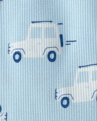 Baby Boy Car Waffle-Knit Sleeveless Romper - Blue