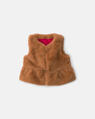 Baby Girl Faux Fur Vest - Brown