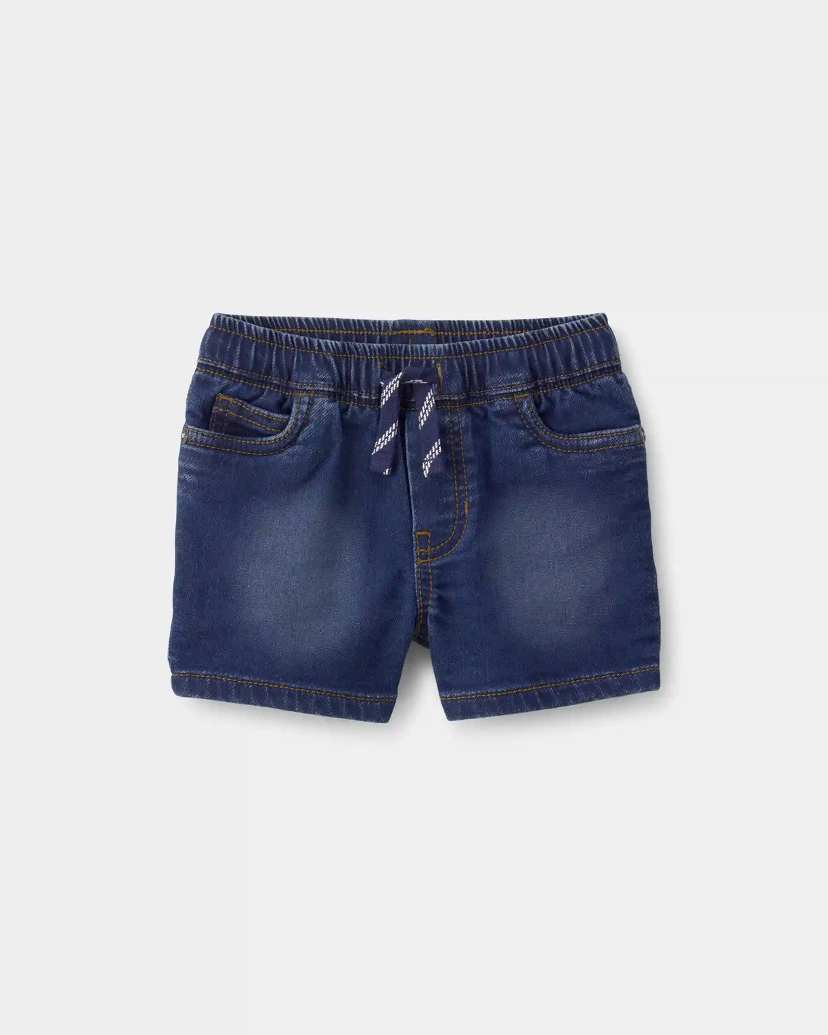 Baby Boy Denim Drawstring Shorts - Dark Wash