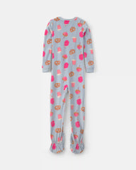 Girls 1-Piece Festival Treats DreamPlush Snug Fit Footed Pajama - Blue/Pink