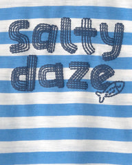 Baby Boy 2-Piece 'Salty Daze' Striped Graphic Tee & Shorts Set - Blue/White/Red