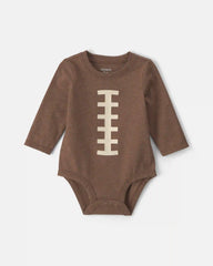 Baby Boy Football Long-Sleeve Graphic Bodysuit - Brown