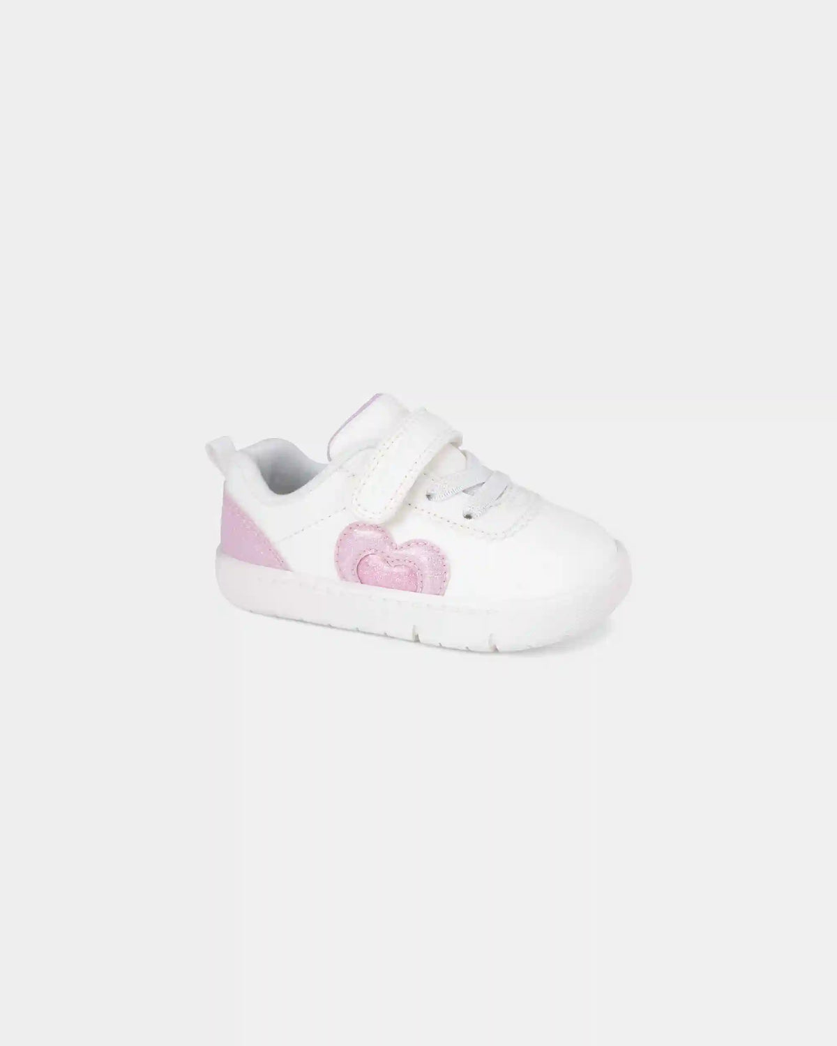 Baby Girl Every Step® First Walker Shimmer Heart Sneakers - White/Pink