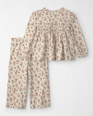 Toddler Girl 2-Piece Organic Cotton Smocked Top & Pant Set