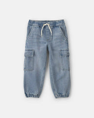 Toddler Boy Denim Cargo Joggers - Light Wash