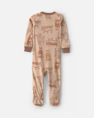 Toddler Boy 1-Piece Cow DreamPlush Snug Fit Footed Pajama - Beige
