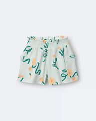 Toddler Girl Swing Shorts with Pockets in Floral Print - Light Green