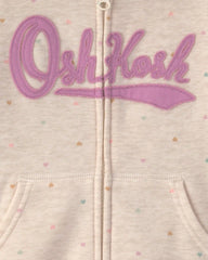 Toddler Girl Heart OshKosh Logo Fleece Zip-Up Hoodie - Cream