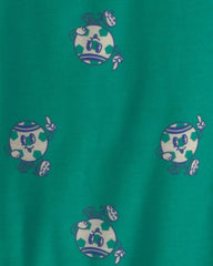 Toddler Boy Soccer Short-Sleeve Loose Fit 2-Piece Pajama Set - Green/Grey