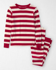Kids 2-Piece Organic Cotton Ribbed Pajamas in Stripes