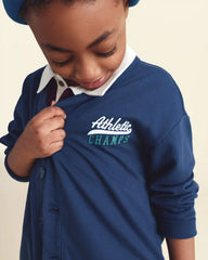 Boys 'Athletic Champs' Game Day French Terry Cardigan - Navy Blue