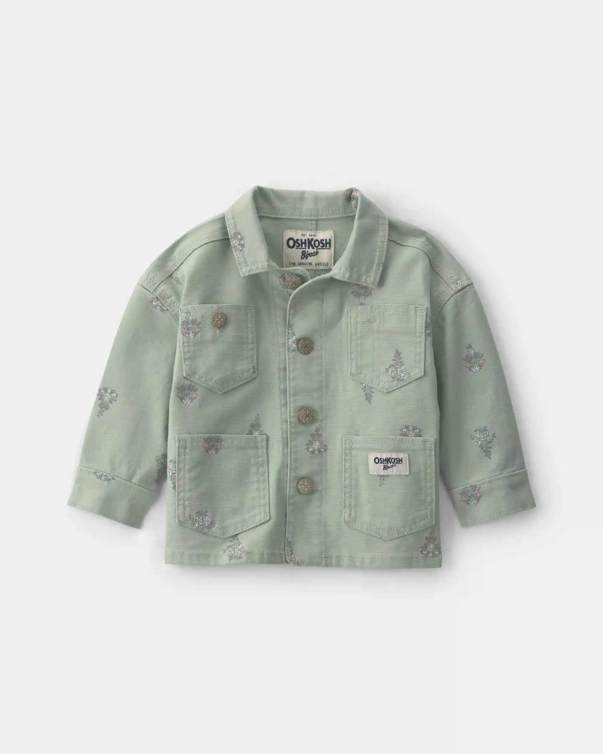 Baby Girl Floral Canvas Jacket - Green