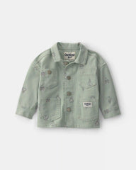 Baby Girl Floral Canvas Jacket - Green