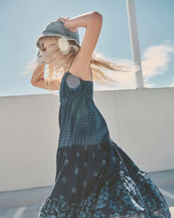 Girls Floral Maxi Dress - Navy