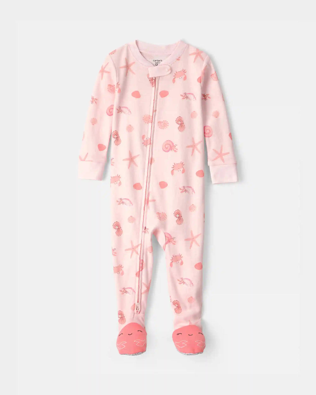 Baby Girl Seashell 100% Cotton Snug Fit 1-Piece Pajama - Pink
