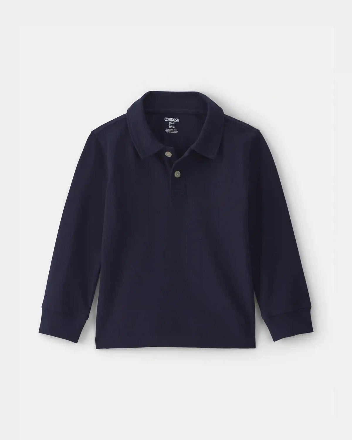 Toddler Boy Uniform Piqué Long-Sleeve Polo Shirt - Navy