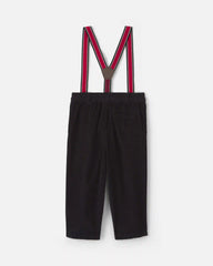 Toddler Boy Corduroy Straight Suspender Pants - Black