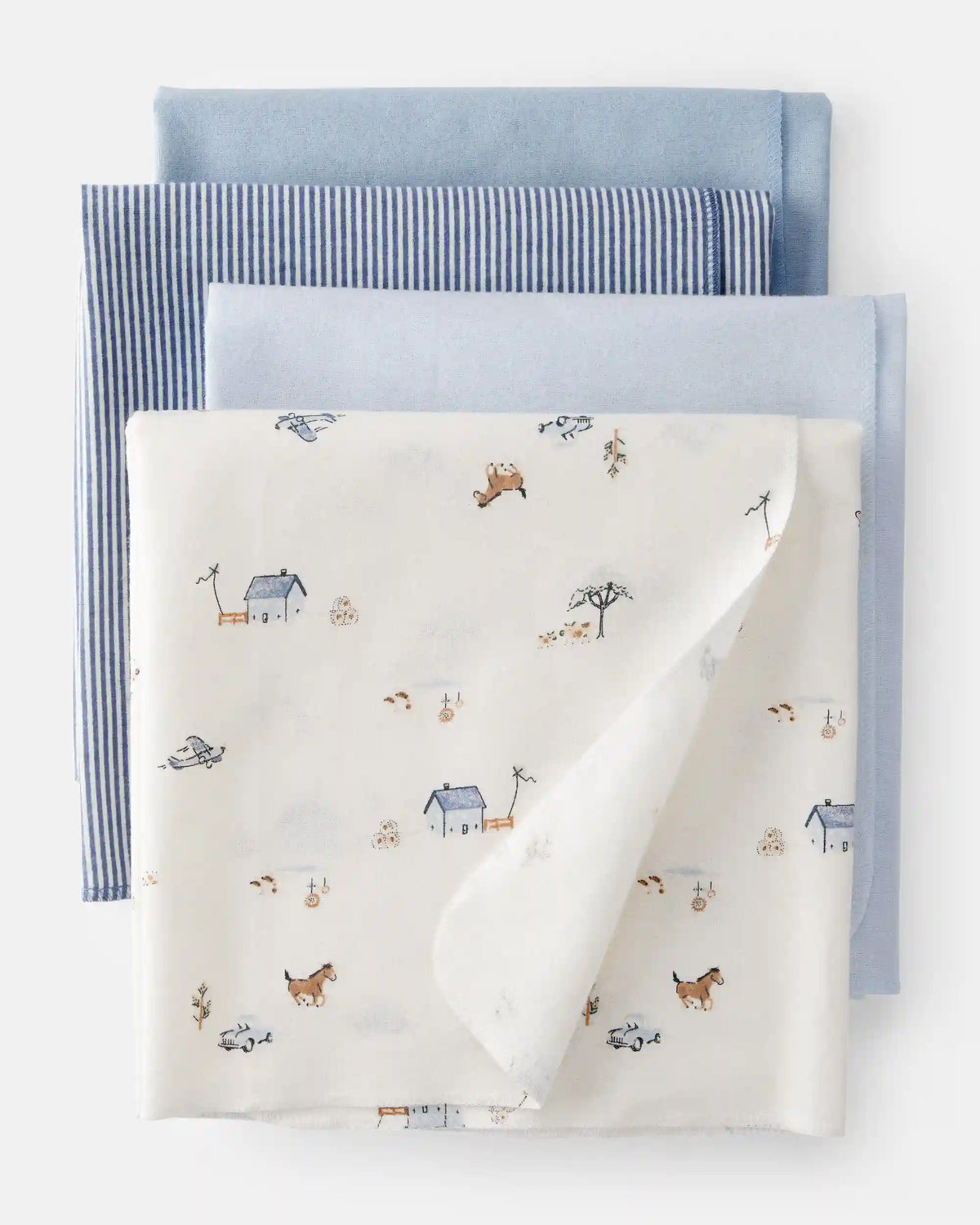 Baby 4-Pack Receiving Blankets - Blue