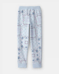 Girls Floral Drawstring Knit Joggers - Blue
