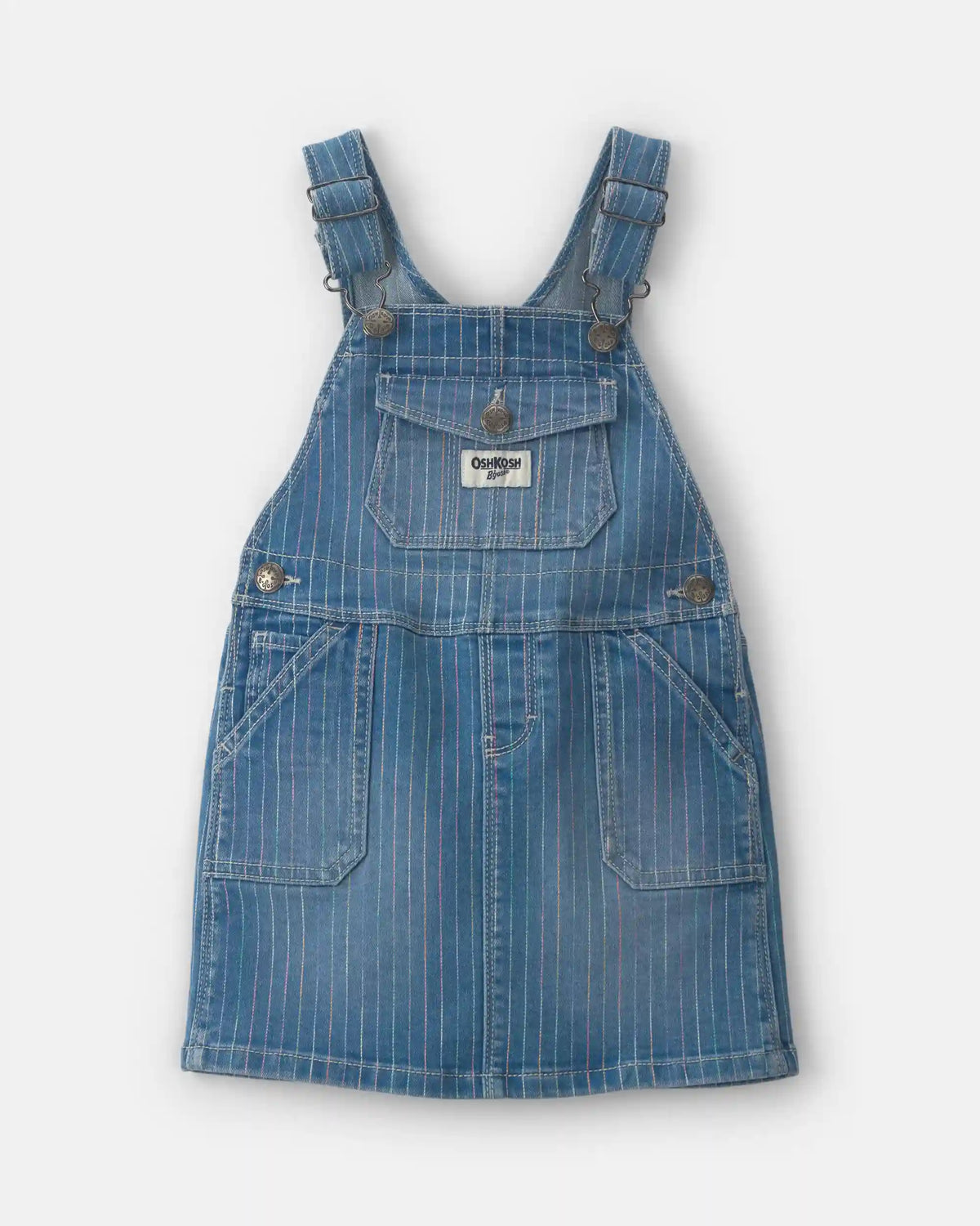 Toddler Girl Rainbow Stripe Denim Skirtall - Medium Wash