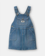 Toddler Girl Rainbow Stripe Denim Skirtall - Medium Wash