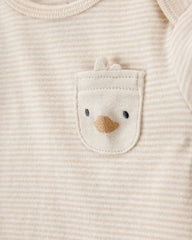 Baby 4-Piece Striped Duck Outfit Set - Brown
