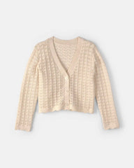Girls Button-Down Knit Cardigan Sweater - Cream