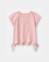 Girls 'Malibu Beach' Crinkle Top - Pink