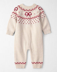 Baby Girl Organic Cotton Fair Isle Sweater Knit Jumpsuit