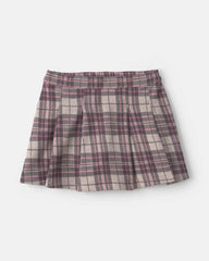 Toddler Girl 2-Piece 'Good Day' Plaid Fleece Sweatshirt & Skirt Set - Cream/Burgundy