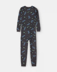 Boys 1-Piece Star Space DreamPlush Snug Fit Pajama - Black
