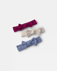 Toddler Girl 3-Pack Bow Headwraps - Pink/Cream/Blue